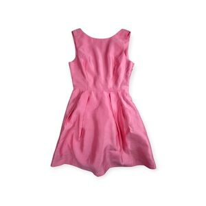 INA Pink Fit & Flare Sleeveless Pleated Dress Lined Zip Size M Party